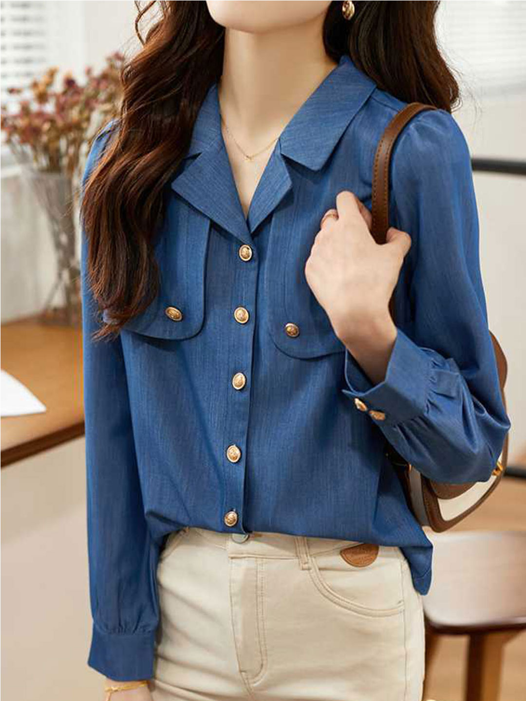 Mia Vintage Long Sleeve Denim Shirt