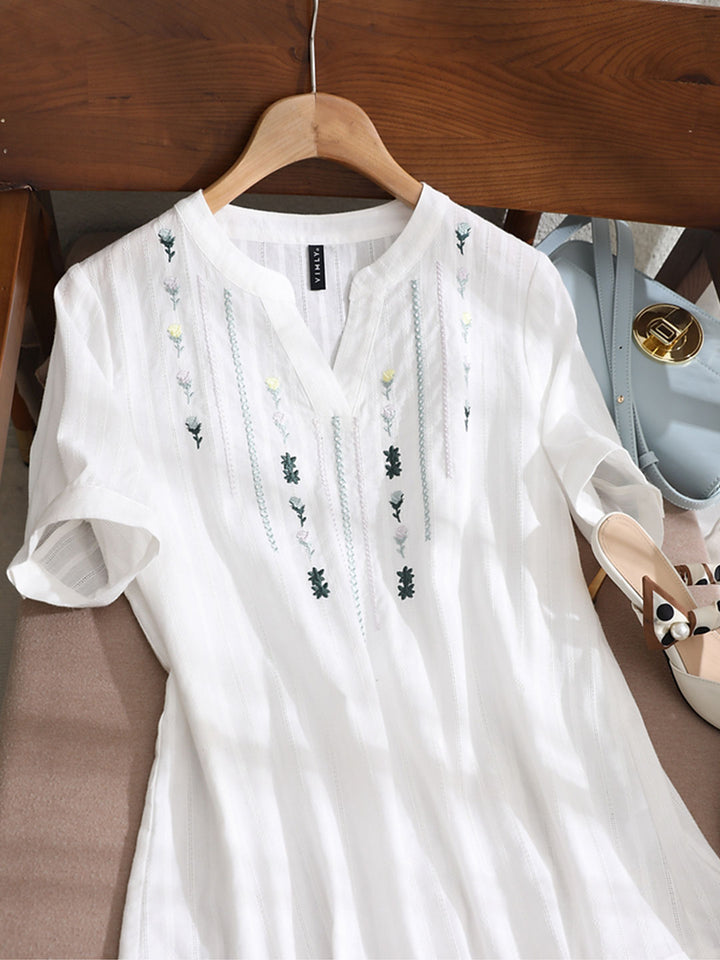 Maya Retro Embroidered Chiffon Shirt