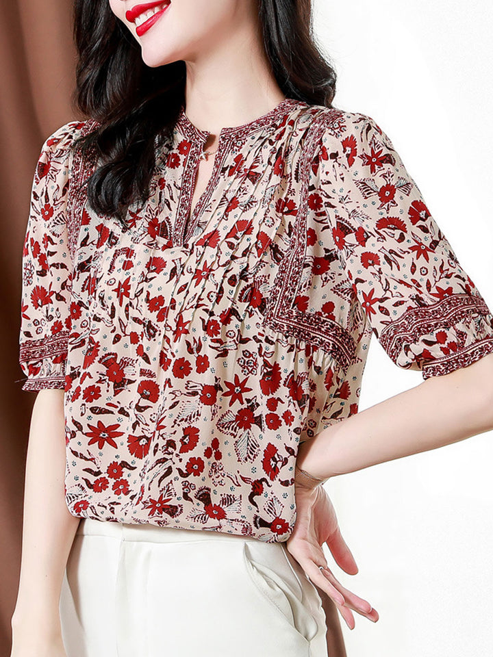 Grace Classic Puff Sleeve Printed Top