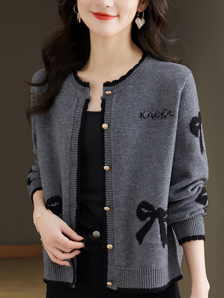 Grace Loose Crew Neck Button Knitted Cardigan