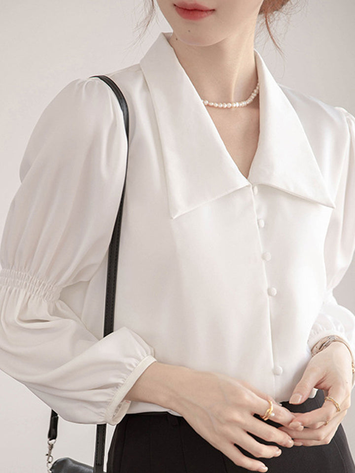 Rachel Classic Balloon Sleeve Lapel Shirt