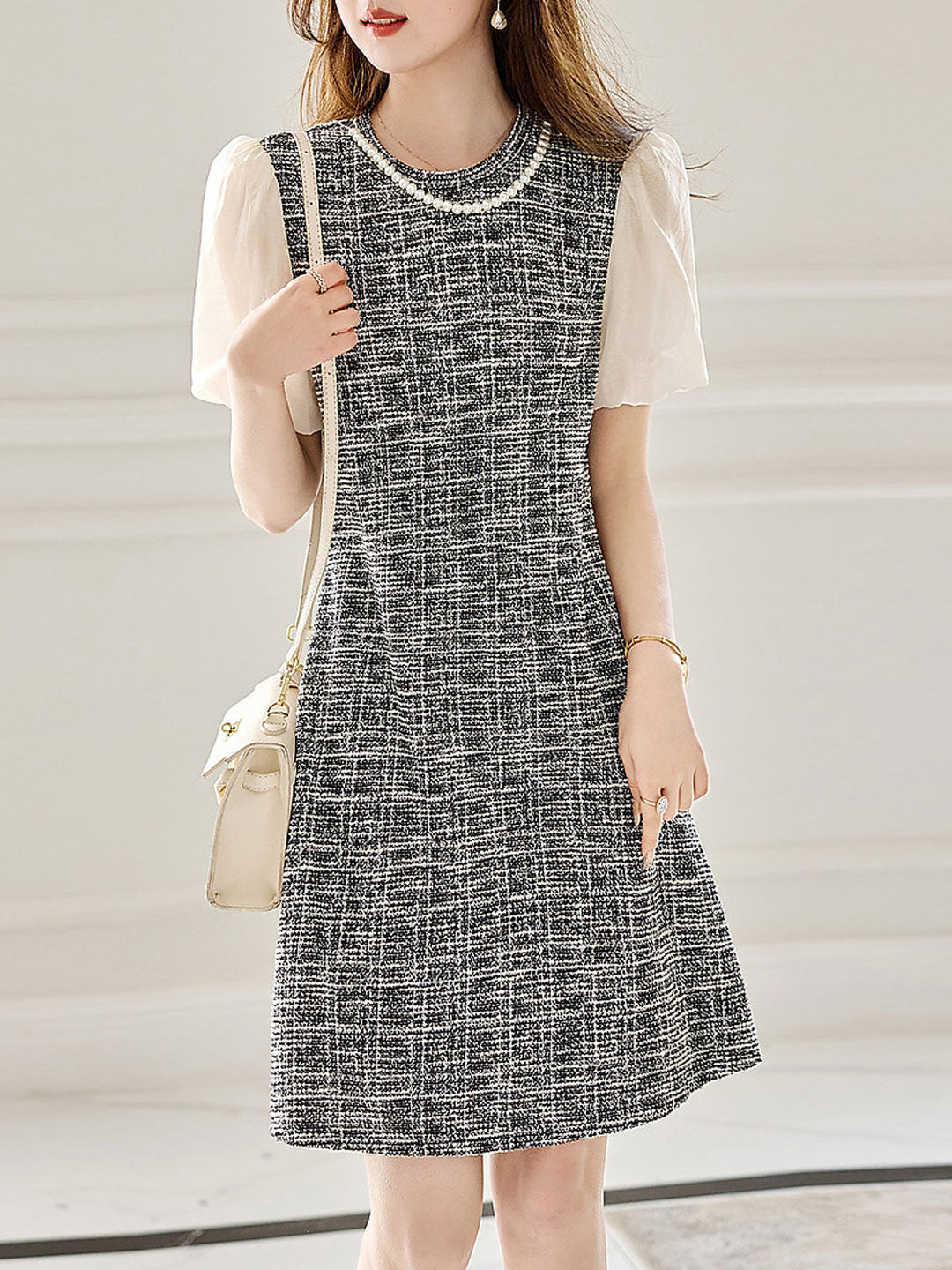 Sarah Retro Crew Neck Textured Knitted Dress