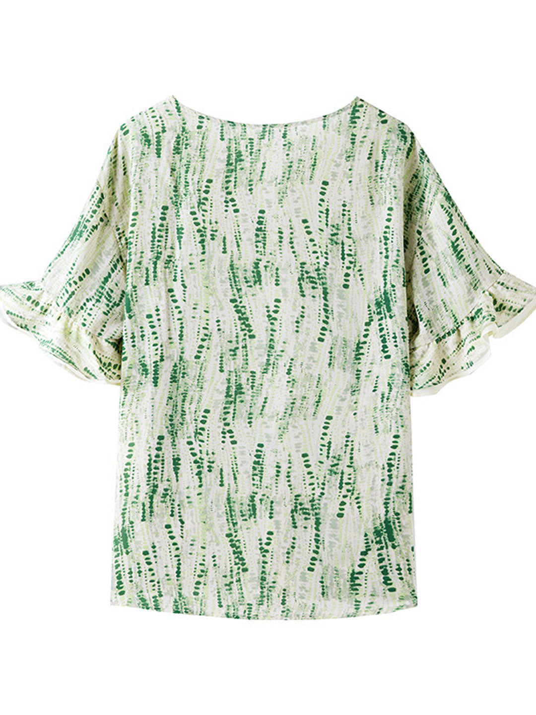 Taylor Loose V-Neck Ruffle Sleeve Printed Chiffon Top