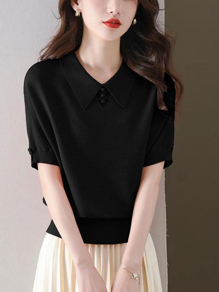 Kaitlyn Classic Polo Collar Knitted Top