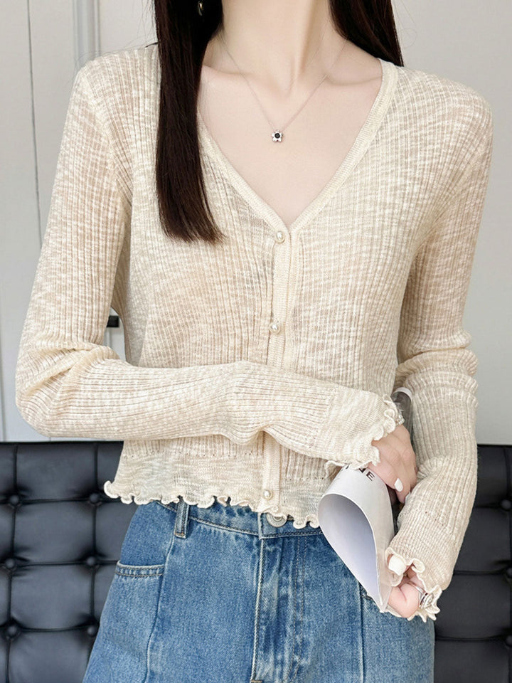 Bella V-Neck Solid Color Auricular Knitted Cardigan