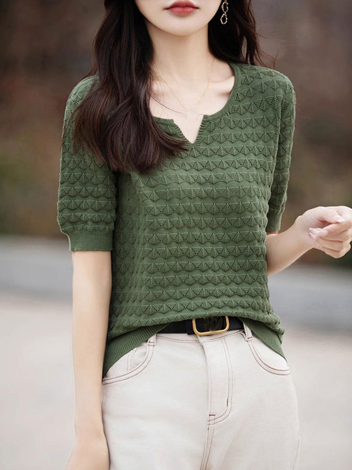 Chloe Loose Crew Neck Hooked Knitted Top