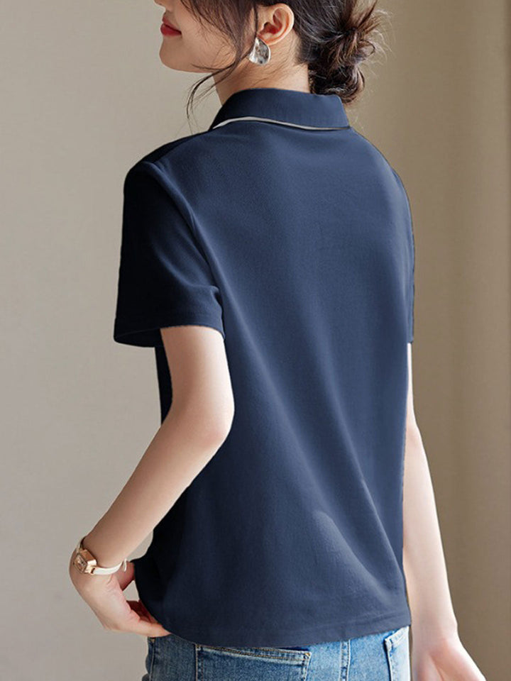 Anna Casual Polo Collar Hearted Top