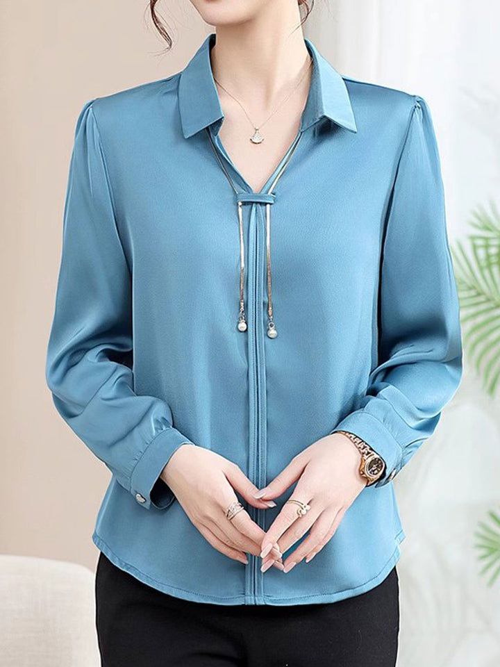 Claire Elegant V-Neck Satin Shirt