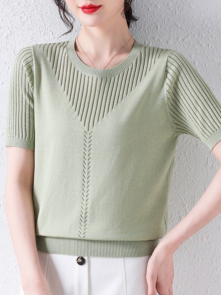 Sophie Loose Crew Neck Hollow Knitted Top