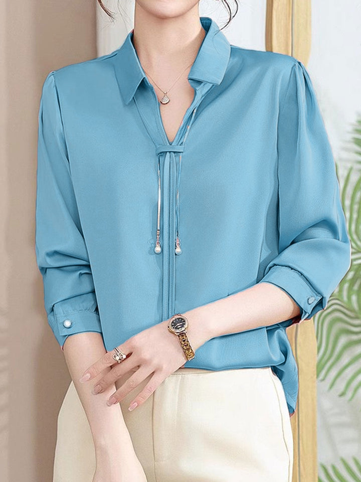 Claire Elegant V-Neck Satin Shirt