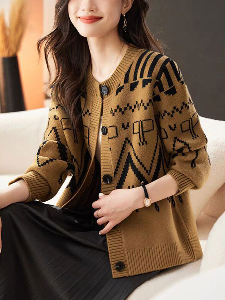 Maya Classic Crew Neck Knitted Cardigan