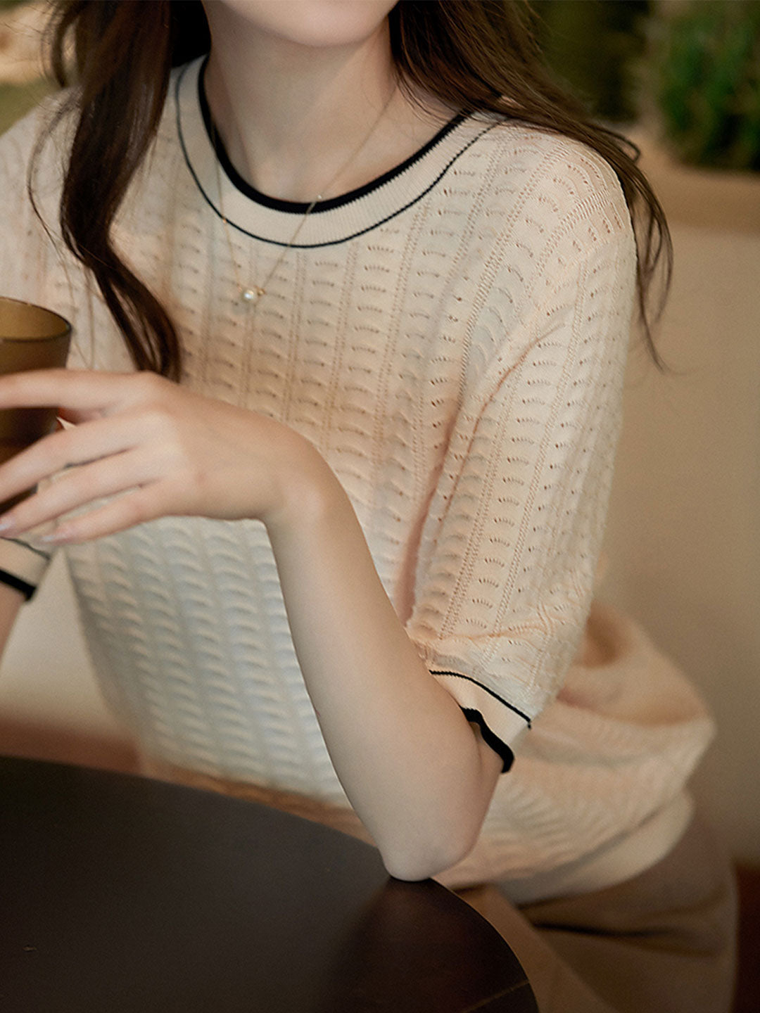 Sarah Loose Crew Neck Textured Knitted Top