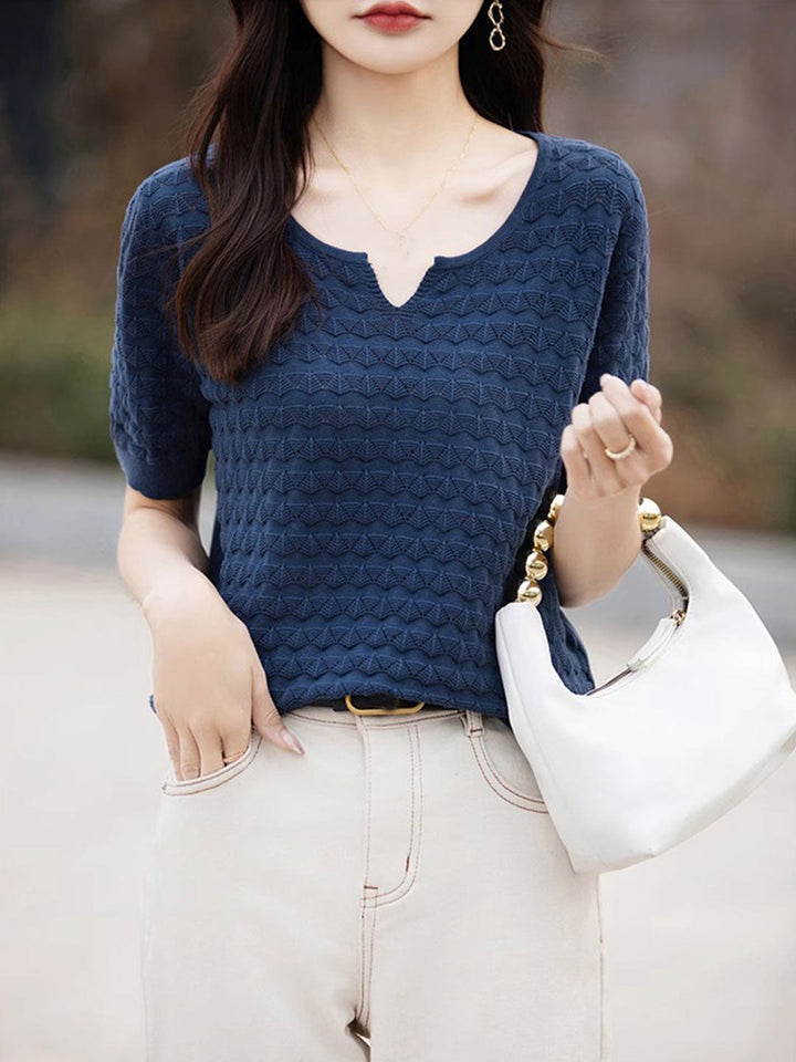 Chloe Loose Crew Neck Hooked Knitted Top