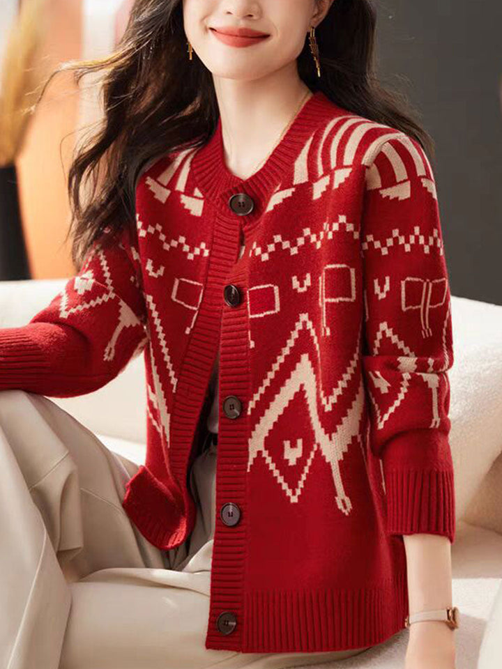 Maya Classic Crew Neck Knitted Cardigan