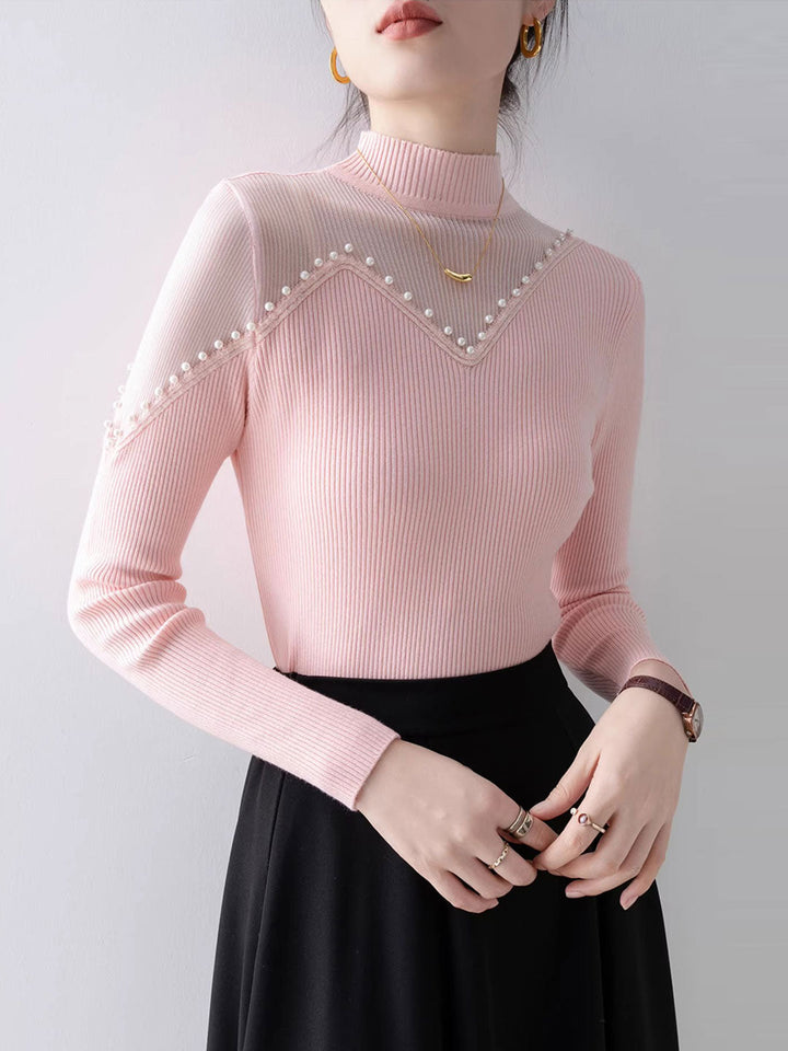 Rachel Elegant Beaded Panel Knitted Top