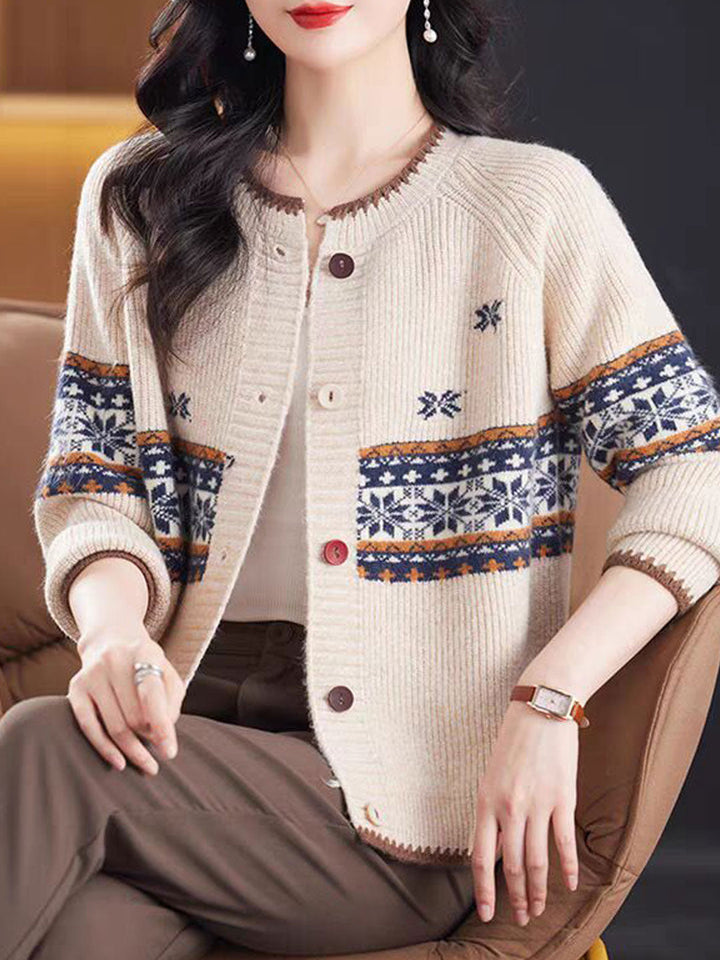 Katherine Vintage Crew Neck Knitted Cardigan