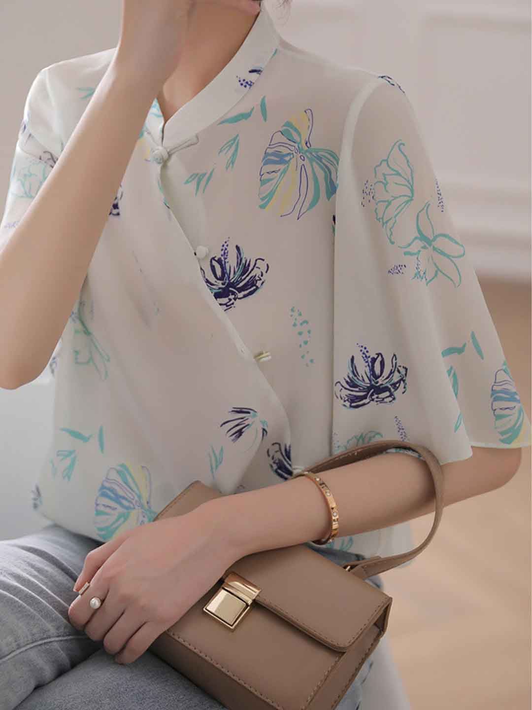 Julia Loose Printed Button Shirt