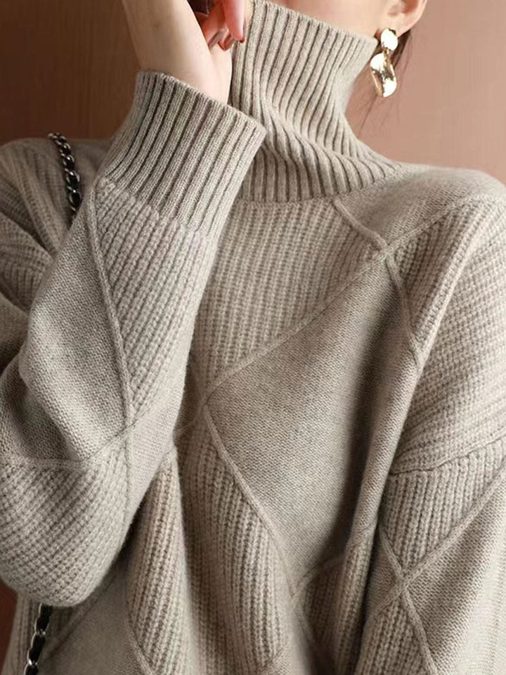 Emma Loose Turtleneck Solid Color Knitted Sweater