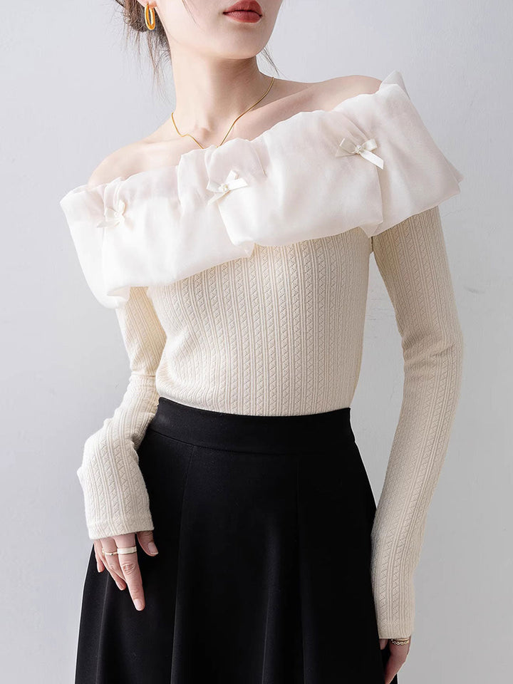 Sophie Slim Off-shoulder Lace Knitted Top