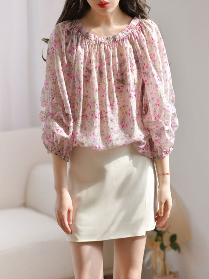 Emma Casual Puff Sleeve Off Shoulder Floral Top