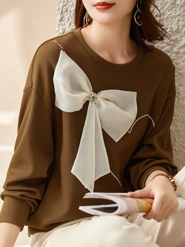 Melanie Loose Crew Neck Bow Sweatshirt