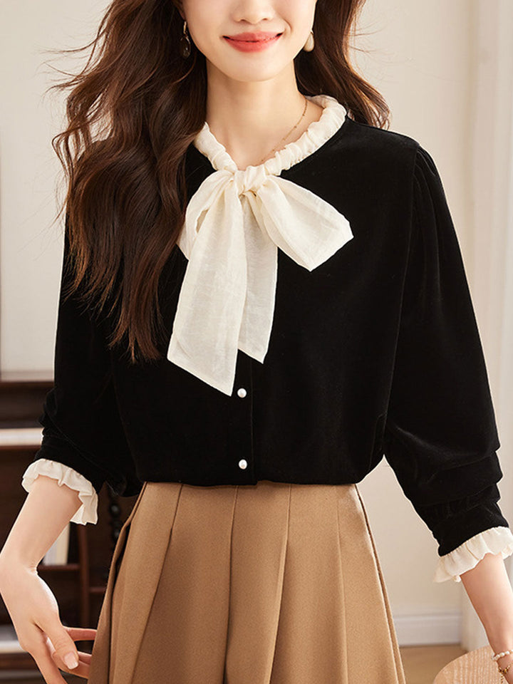 Chloe Retro Crew Neck Bow Top