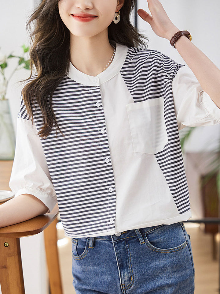 Natalie Casual Crew Neck Striped Cardigan