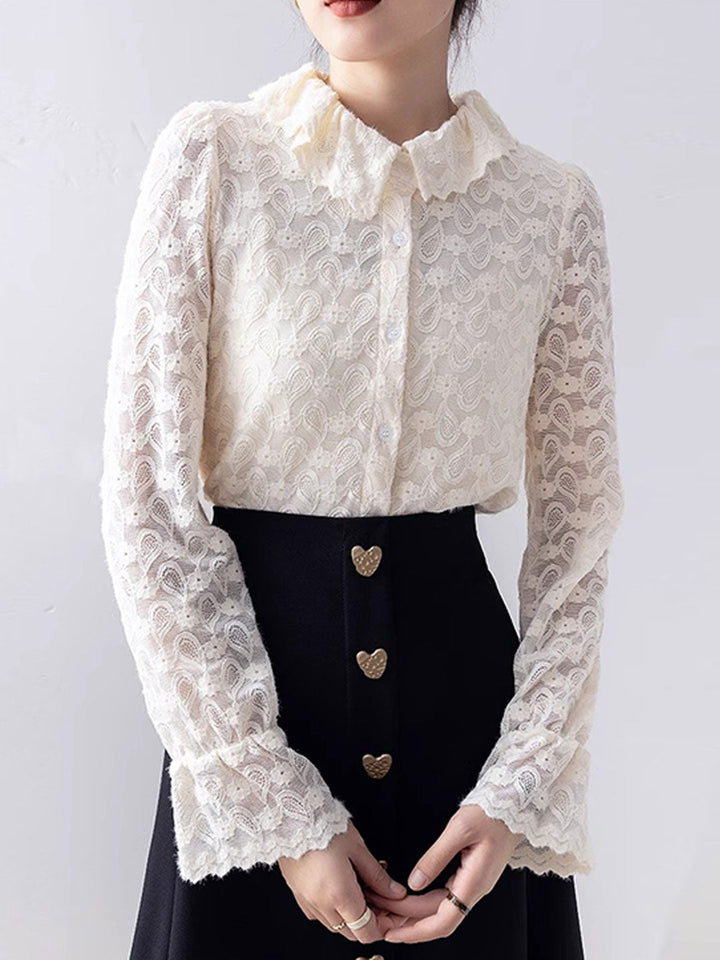 Lauren Classic Flare Sleeve Lace Chiffon Shirt