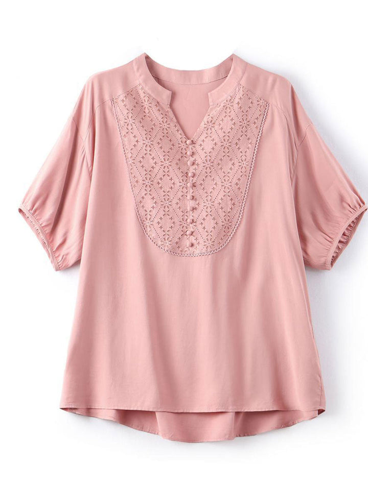 Ava Loose V-Neck Lace Blouse