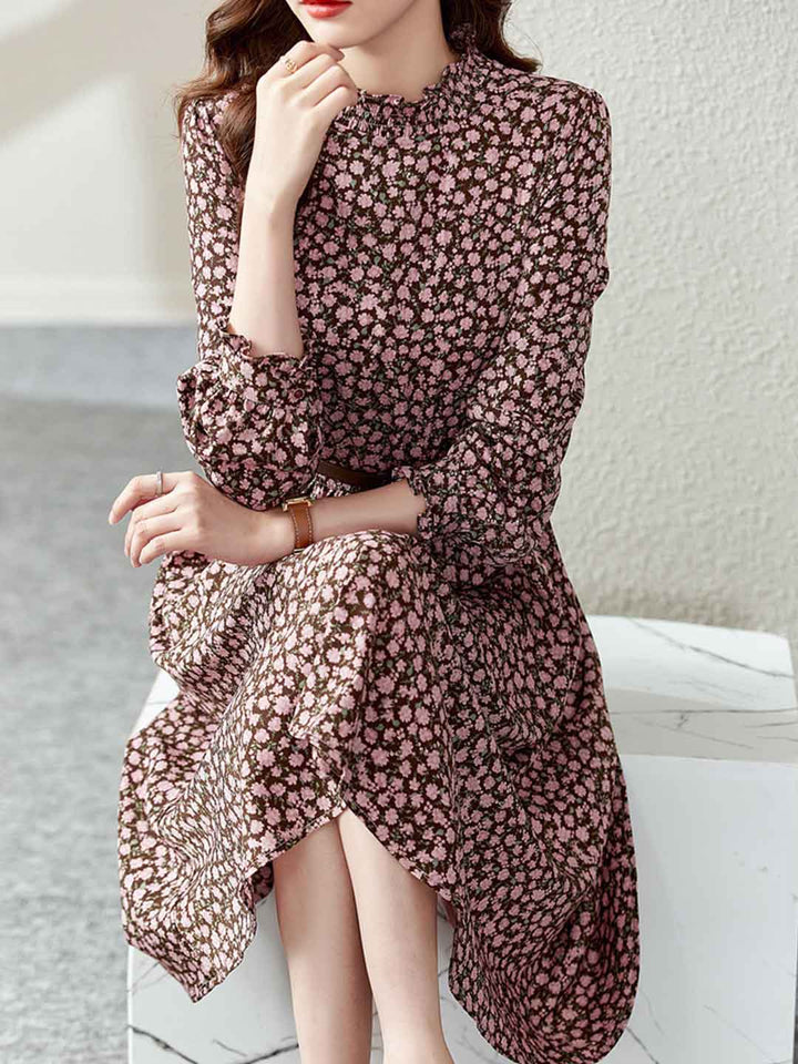 Hannah Retro Lotus Leaf Collar Floral Dress