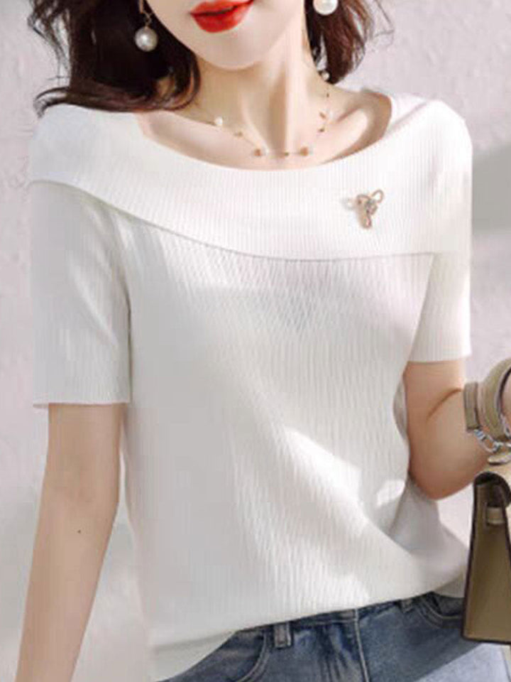 Claire Classic Boat Neck Slim Knitted Top