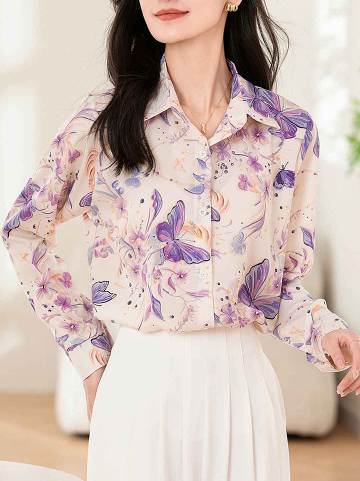 Aaliyah Loose Polo Collar Printed Shirt