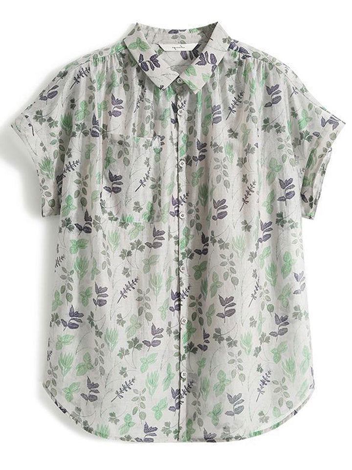 Grace Classic Lapel Floral Chiffon Blouse