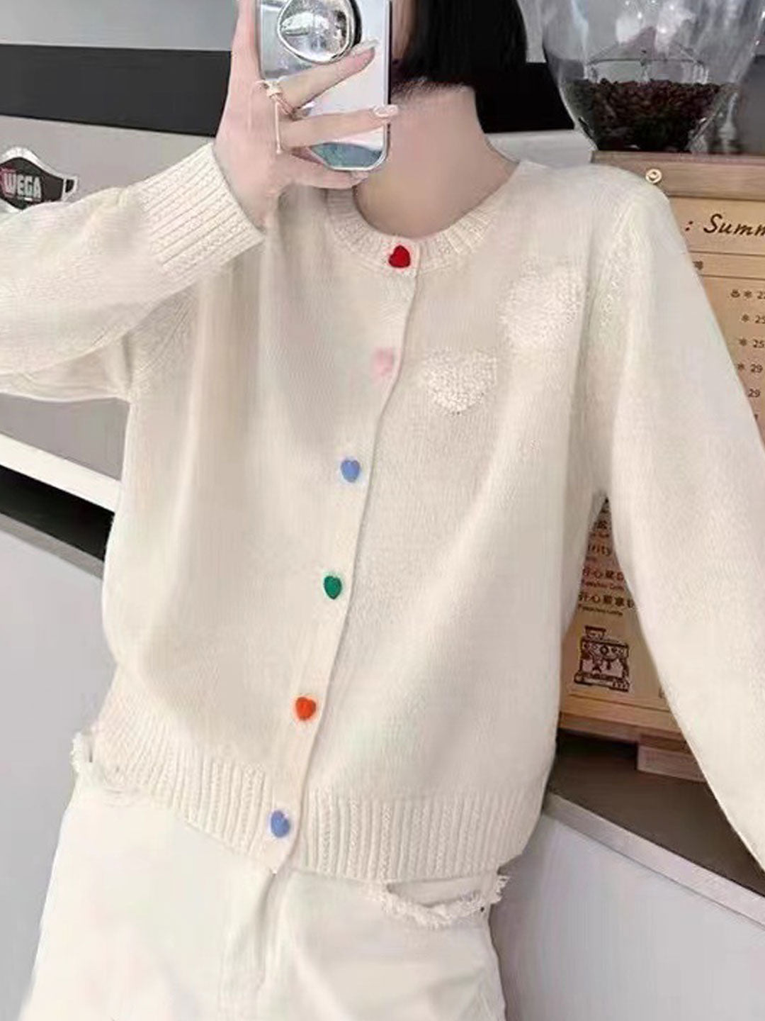 Jessica Classic Crew Neck Solid Color Knitted Cardigan