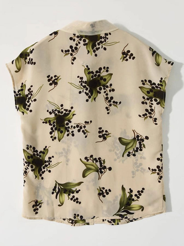 Emma Classic Lapel Printed Chiffon Top