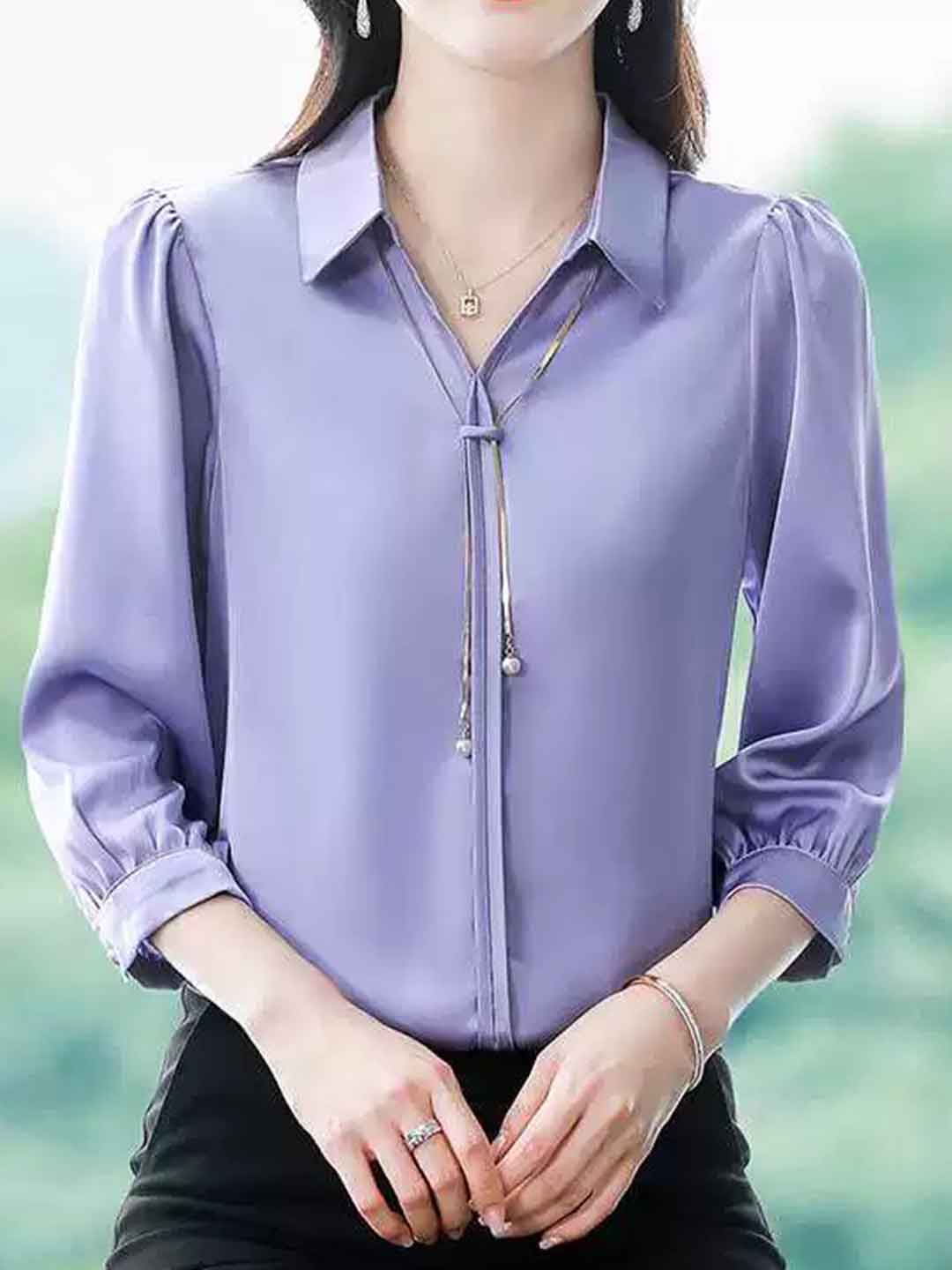 Claire Elegant V-Neck Satin Shirt