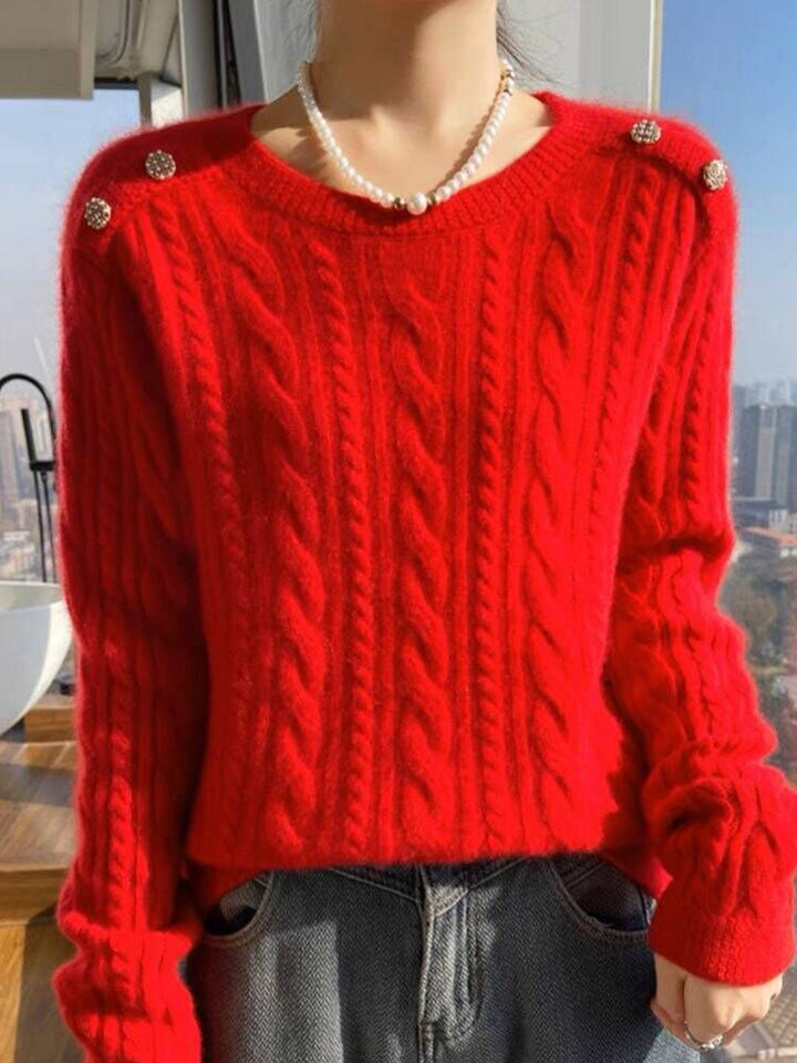 Abigail Casual Crew Neck Solid Color Knitted Sweater