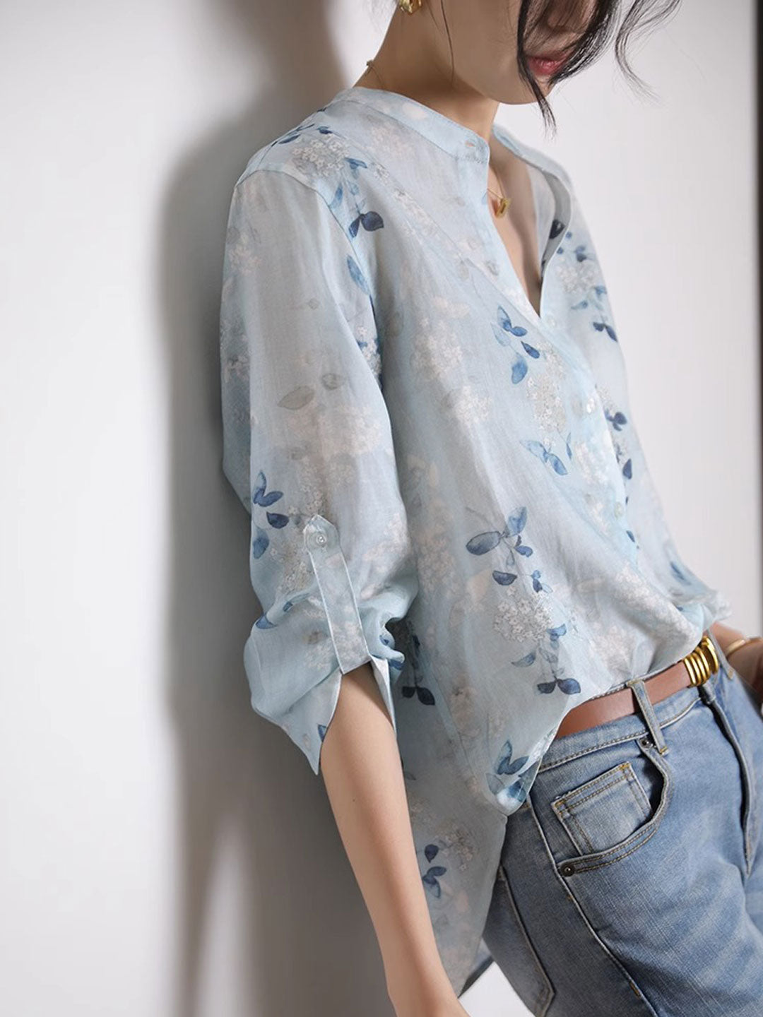 Taylor Loose V-Neck Printed Shirt