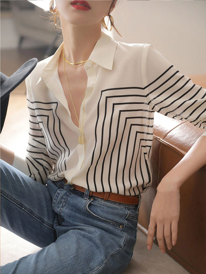 Natalie Retro Loose Striped Shirt