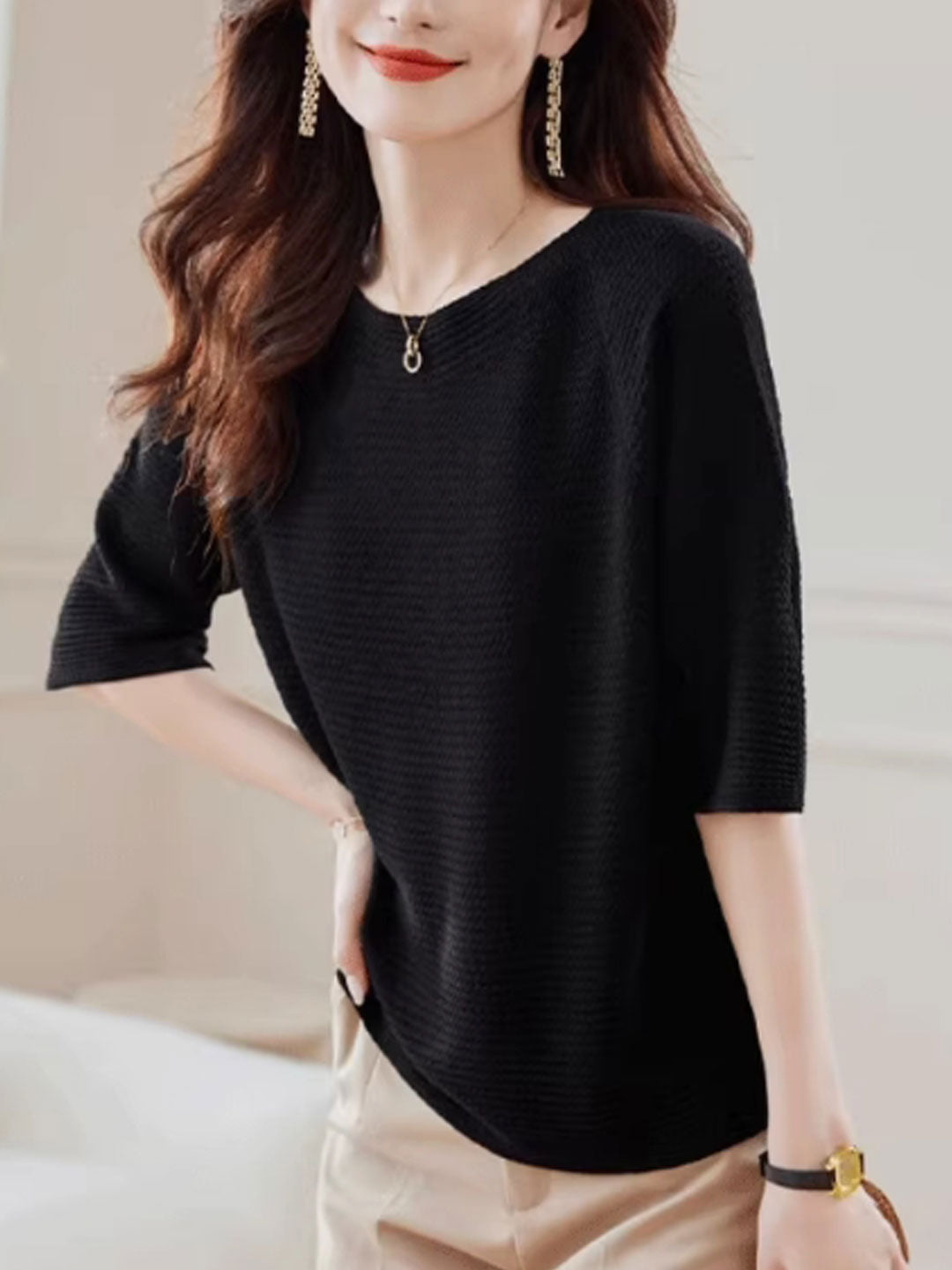 Jessica Loose Boat Neck Knitted Top