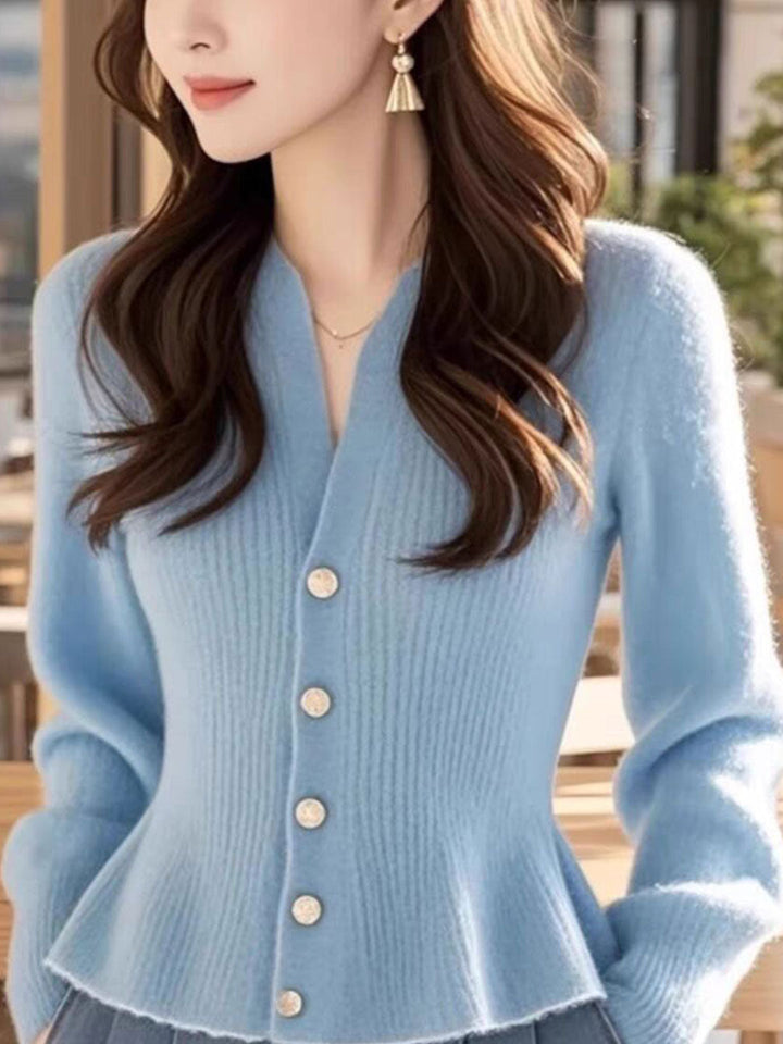 Melanie V-Neck Solid Color Waist Knitted Top