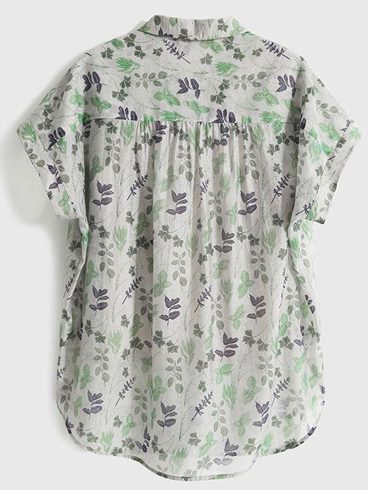 Grace Classic Lapel Floral Chiffon Blouse