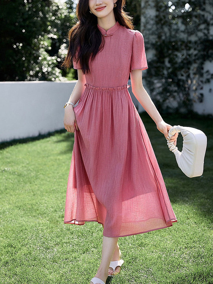 Natalie Vacation Puff Sleeve Textured Dress