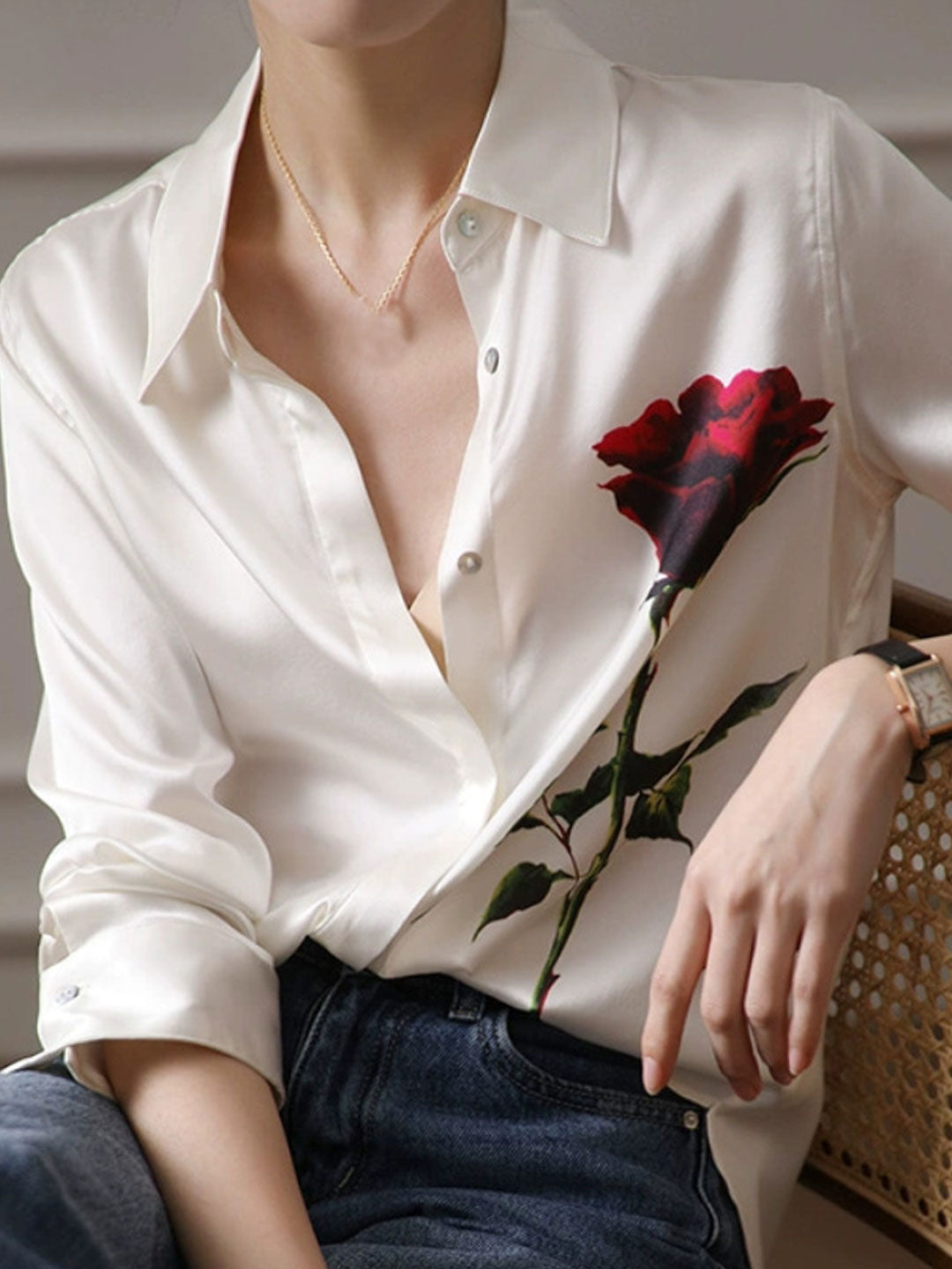 Kaitlyn Elegant Lapel Printed Shirt