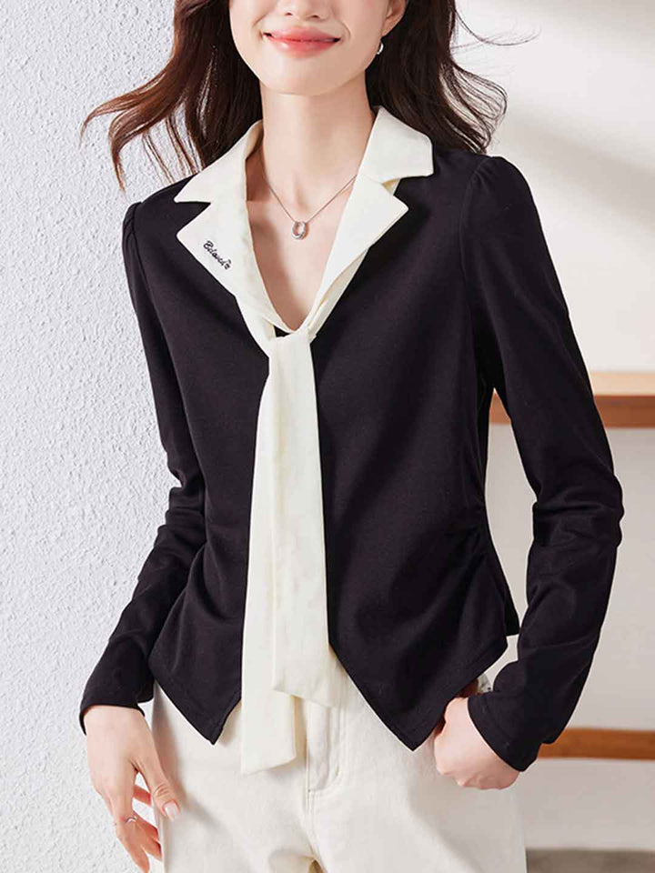 Jasmine Elegant Lapel Slim T-shirt