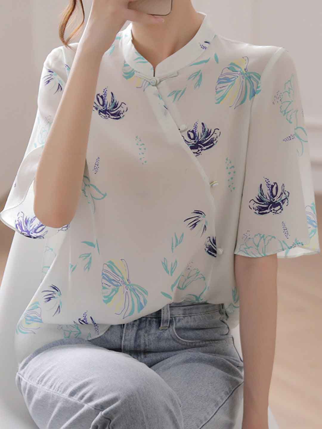 Julia Loose Printed Button Shirt