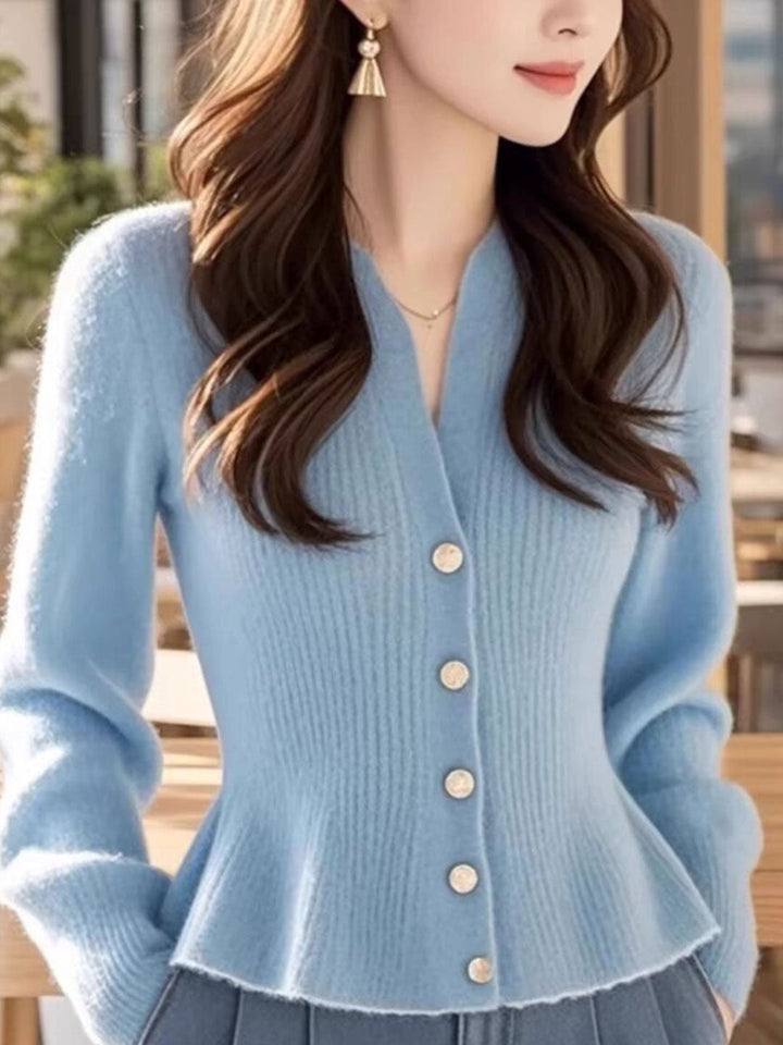 Melanie V-Neck Solid Color Waist Knitted Top