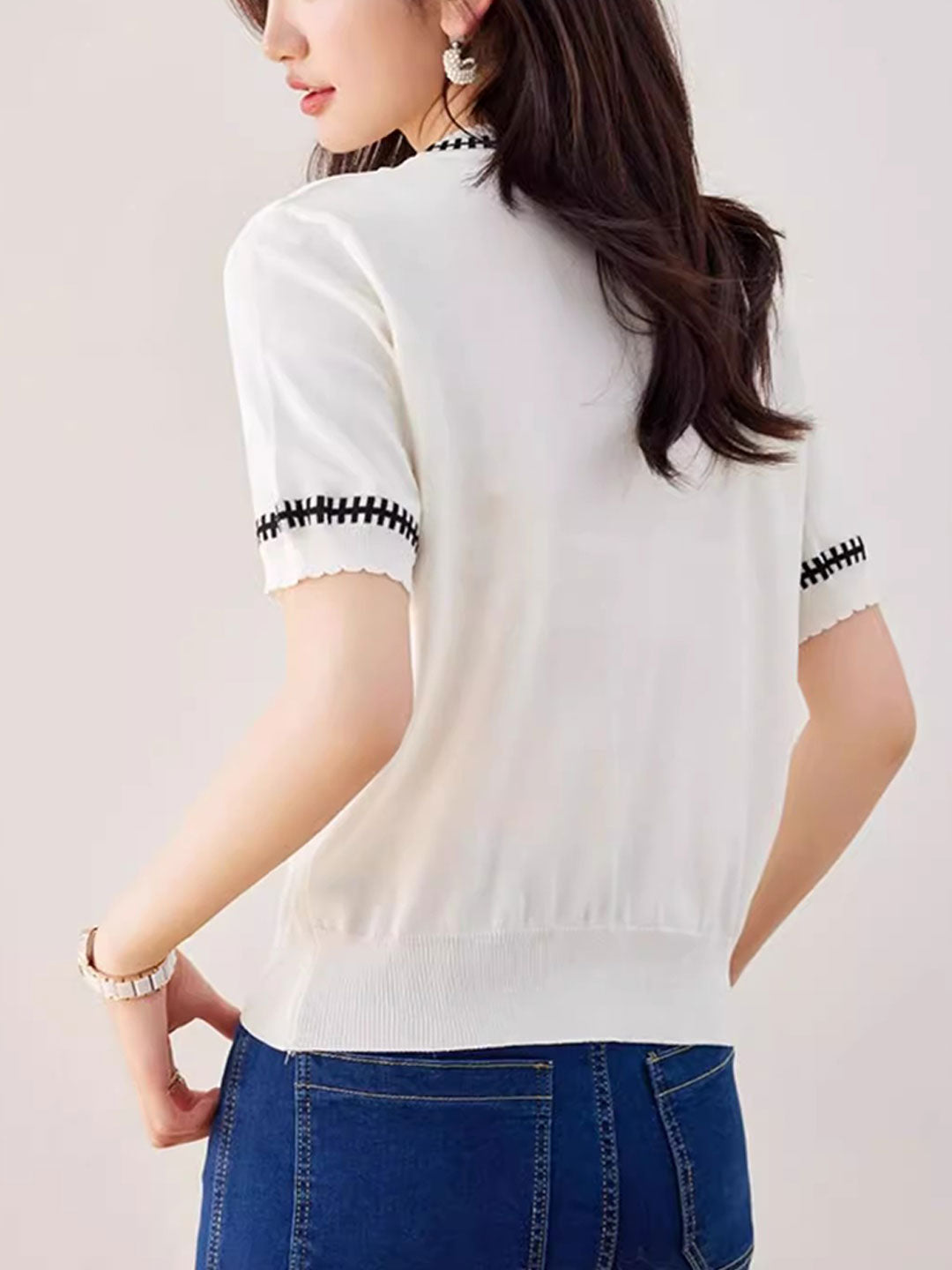 Julia Loose Diamond Embroidered Knitted Top