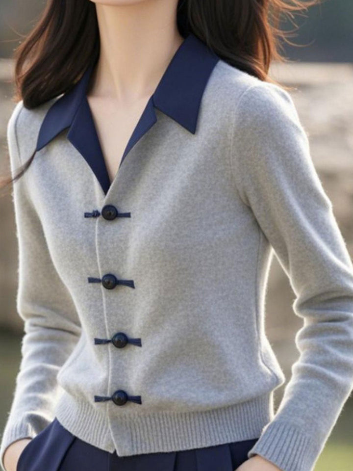 Madison Classic Lapel Solid Color Knitted Cardigan