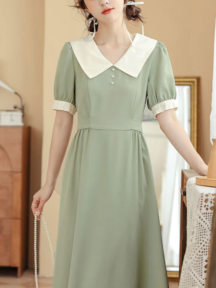 Lauren Retro Doll Collar Maxi Dress